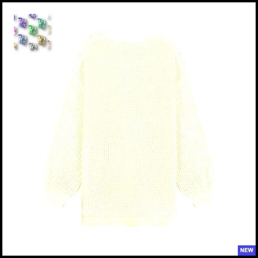 Oversized Waffle Knit Cardigan Lightweight Open Front Duster Sweater Casual Chic - Picture 3 of 7